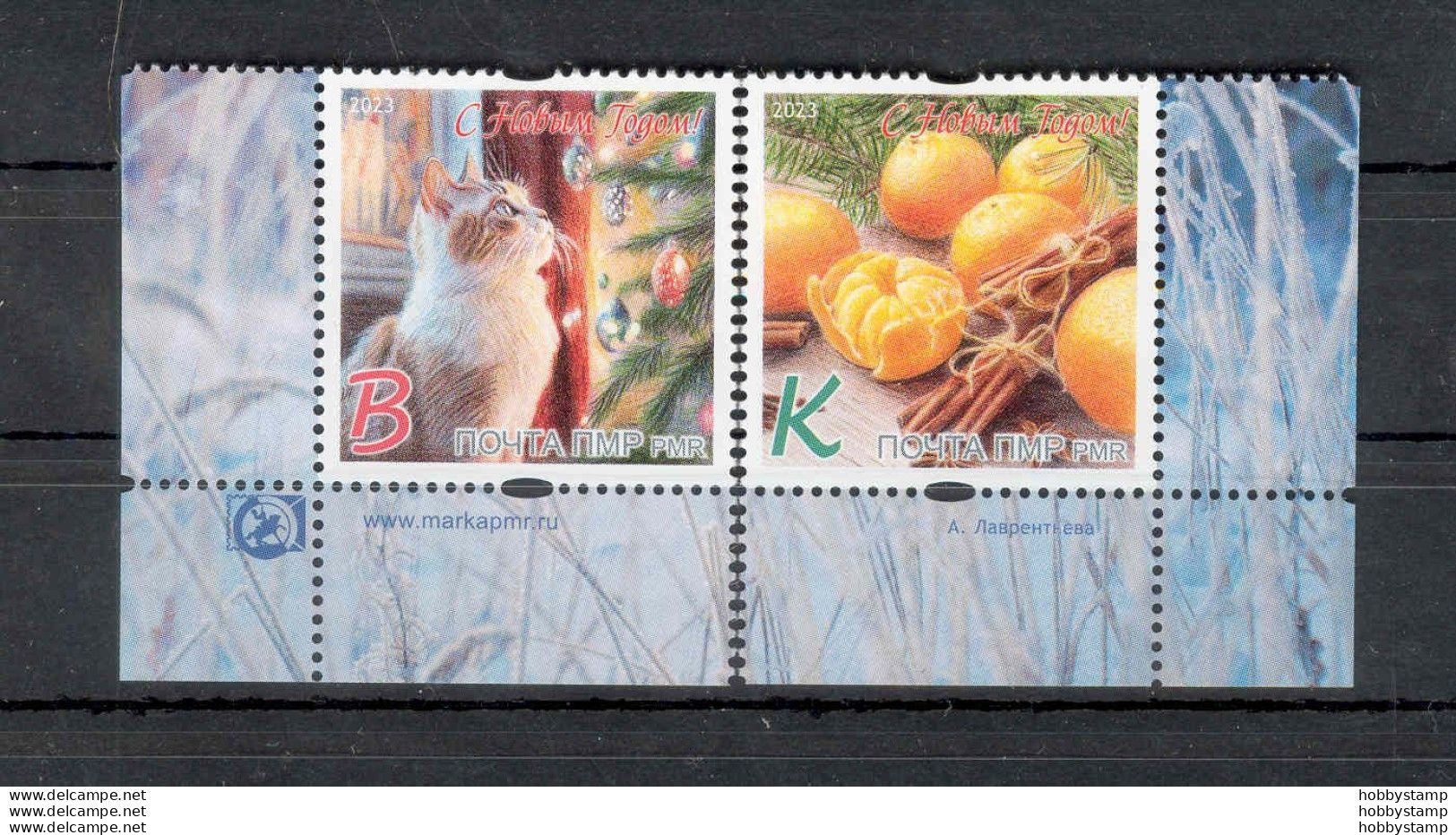 Label Transnistria 2023 Happy New Year! 2v**MNH Corner - Fantasy Labels