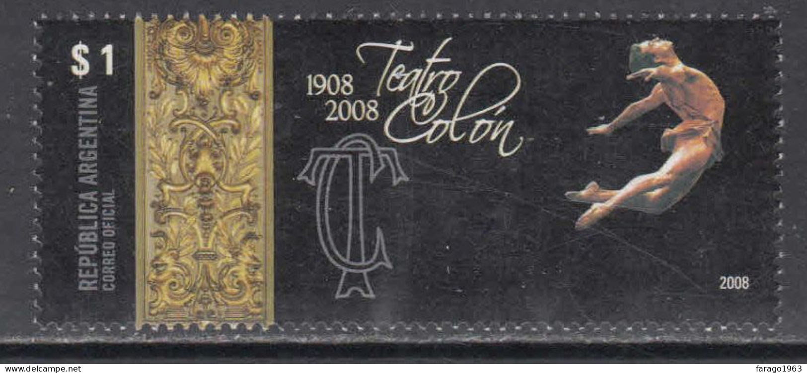 2008 Argentina Colon Theatre Ballet Complete Set Of 1 MNH - Unused Stamps