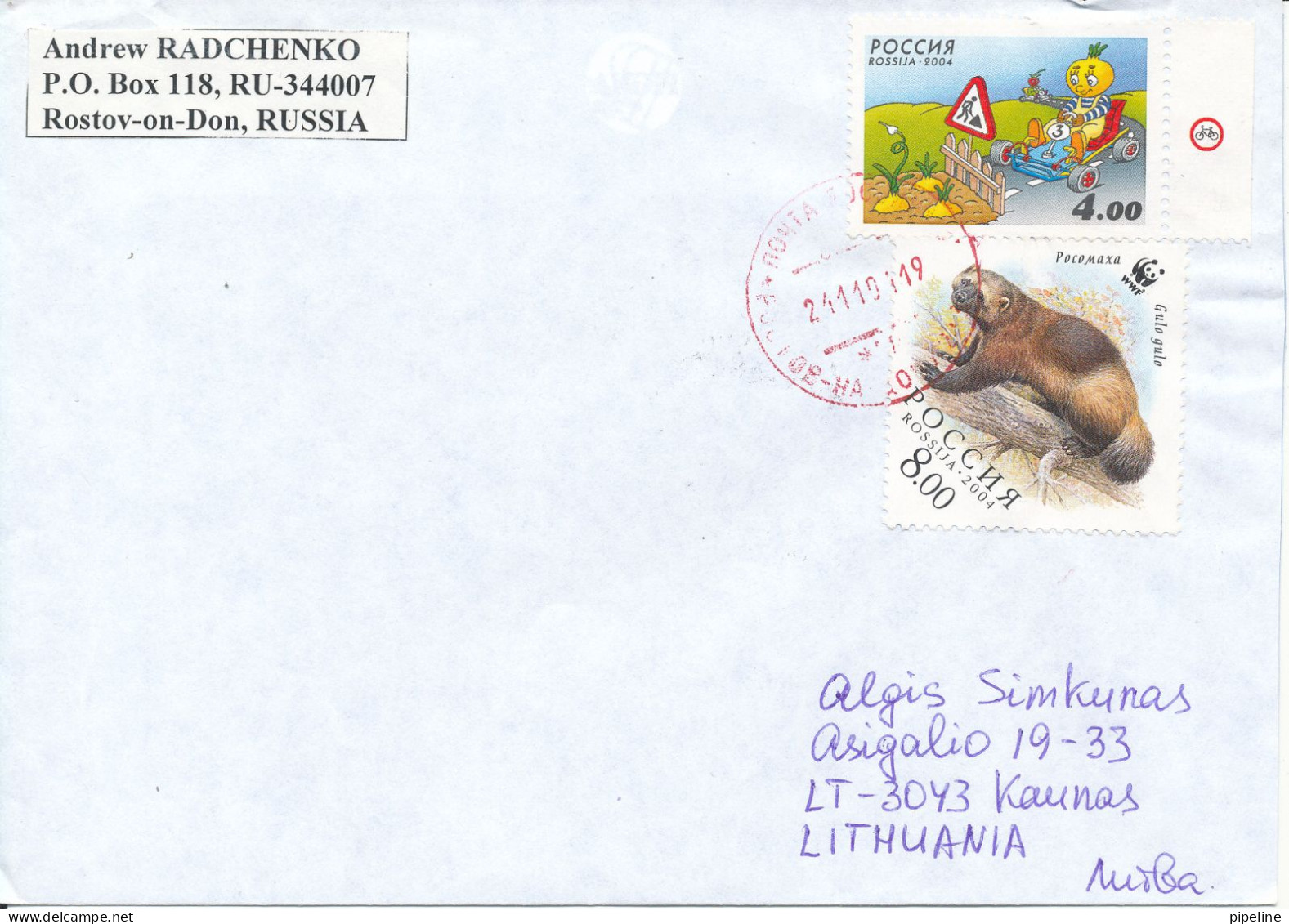 Russia Cover Sent To Lithuania 24-11-2004 Nice Topic Stamps Incl. WWF Stamp - Lettres & Documents