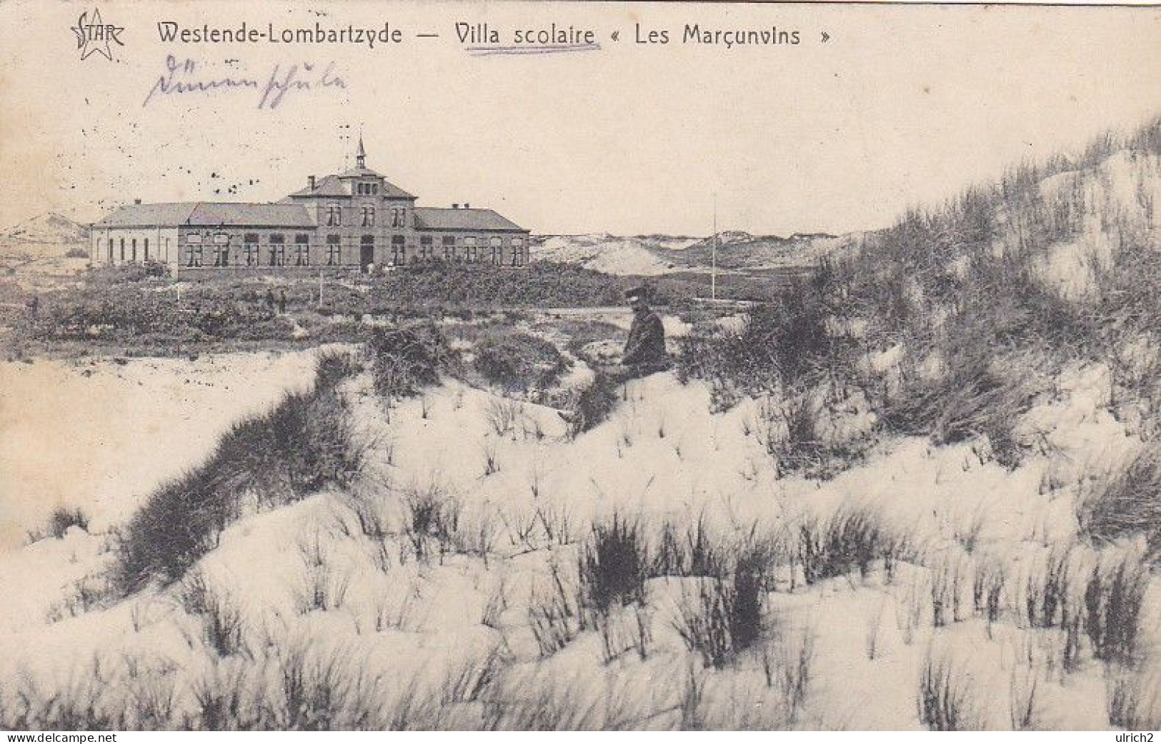 AK Westende-Lombartzyde - Villa Scolaire - Les Marcunvins - Feldpost Res. Inf. Regt. 204 - 1915  (68676) - Westende