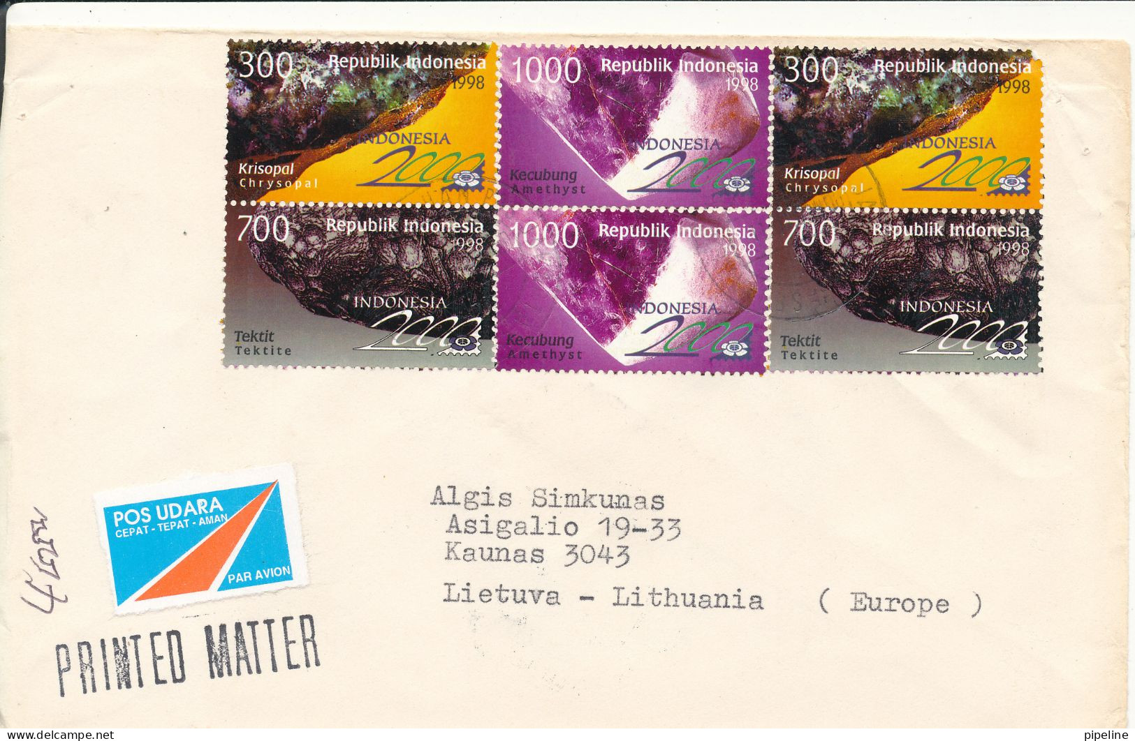 Indonesia Cover Sent To Lithuania 11-3-2003 With More Topic Stamps - Indonesia