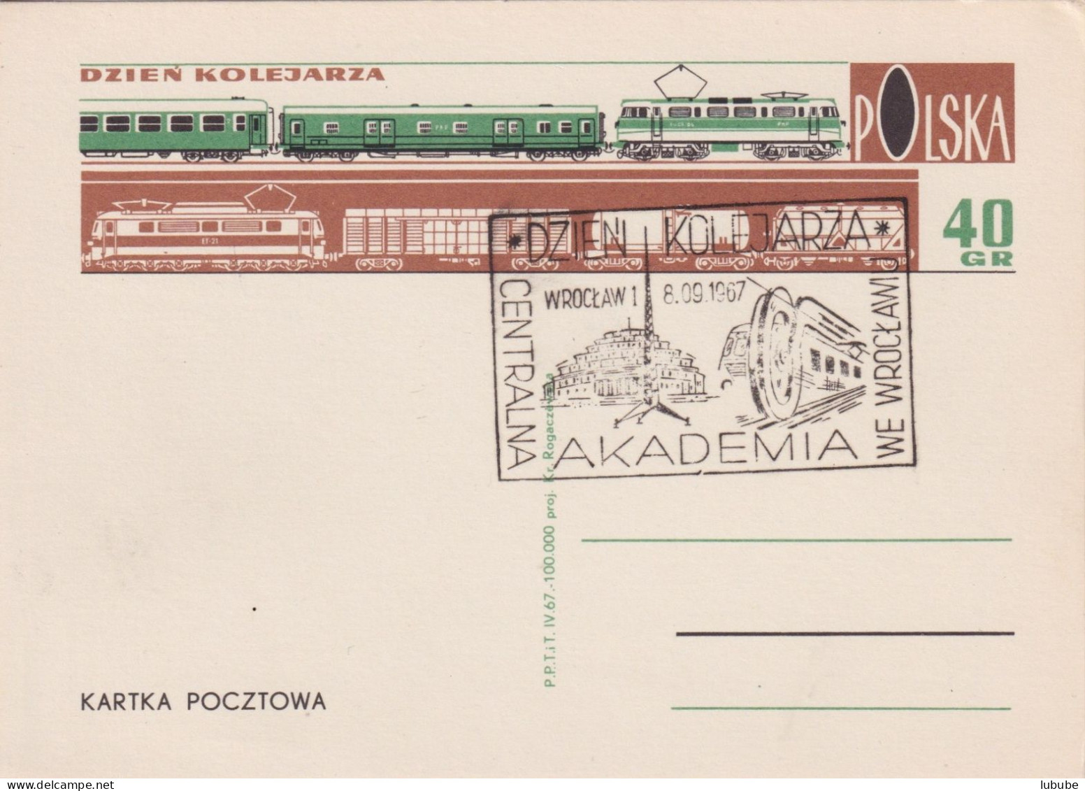 PK  "Personen-/Güterverkehr"  (Sonderstempel Wroclaw)         1967 - Briefe U. Dokumente