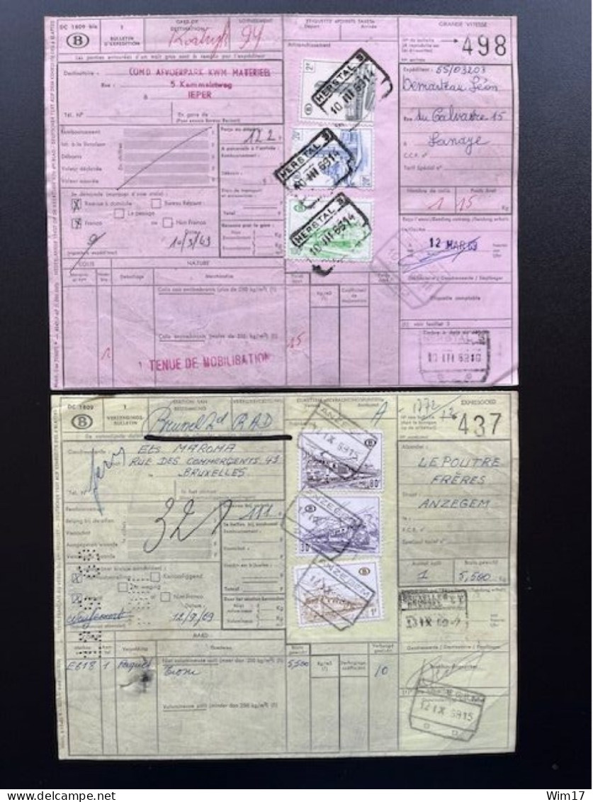 BELGIUM 1969 LOT OF 10 FREIGHT LETTERS BELGIE BELGIQUE BULLETIN D'EXPEDITION VRACHTBRIEF - Documenten & Fragmenten