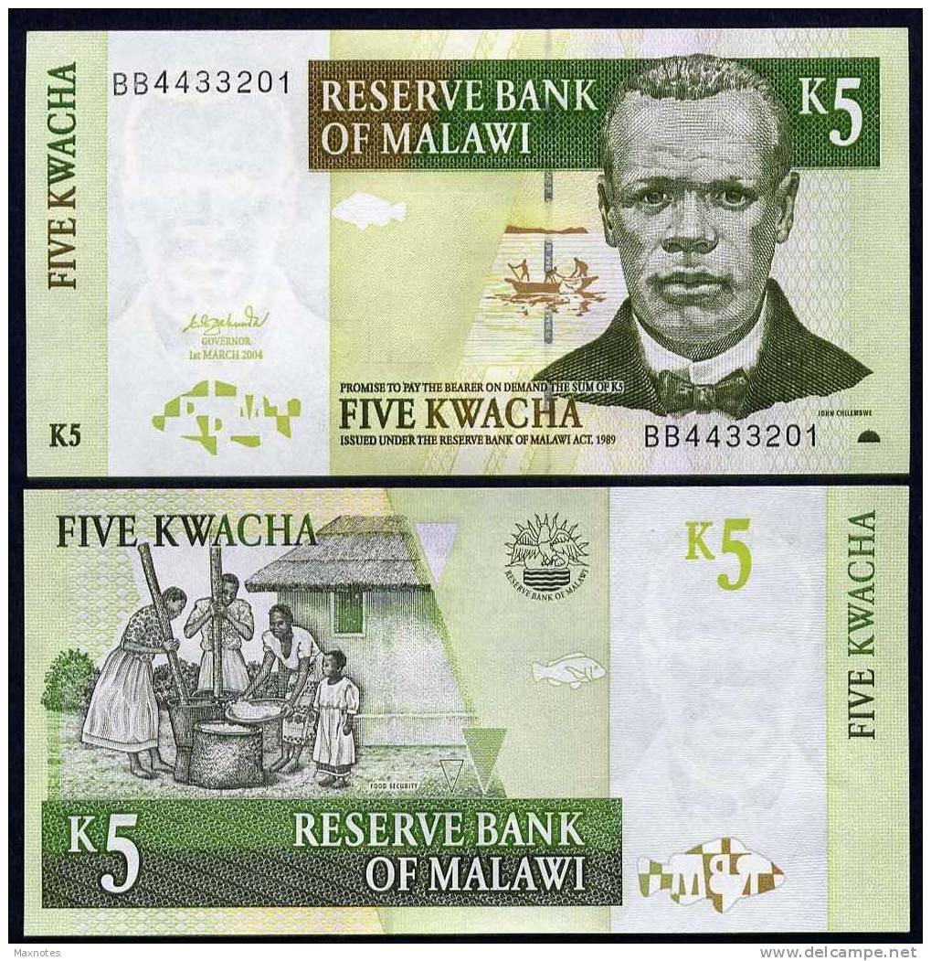 MALAWI  : Banconota 5 Kwacha - P36 - 2004 - FDS - Malawi