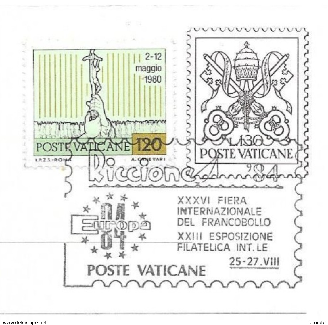 Poste Vaticane - Sur Carte Postale Citta Del Vaticano  Fontana Dei Giardini    Europa 84 - 1984