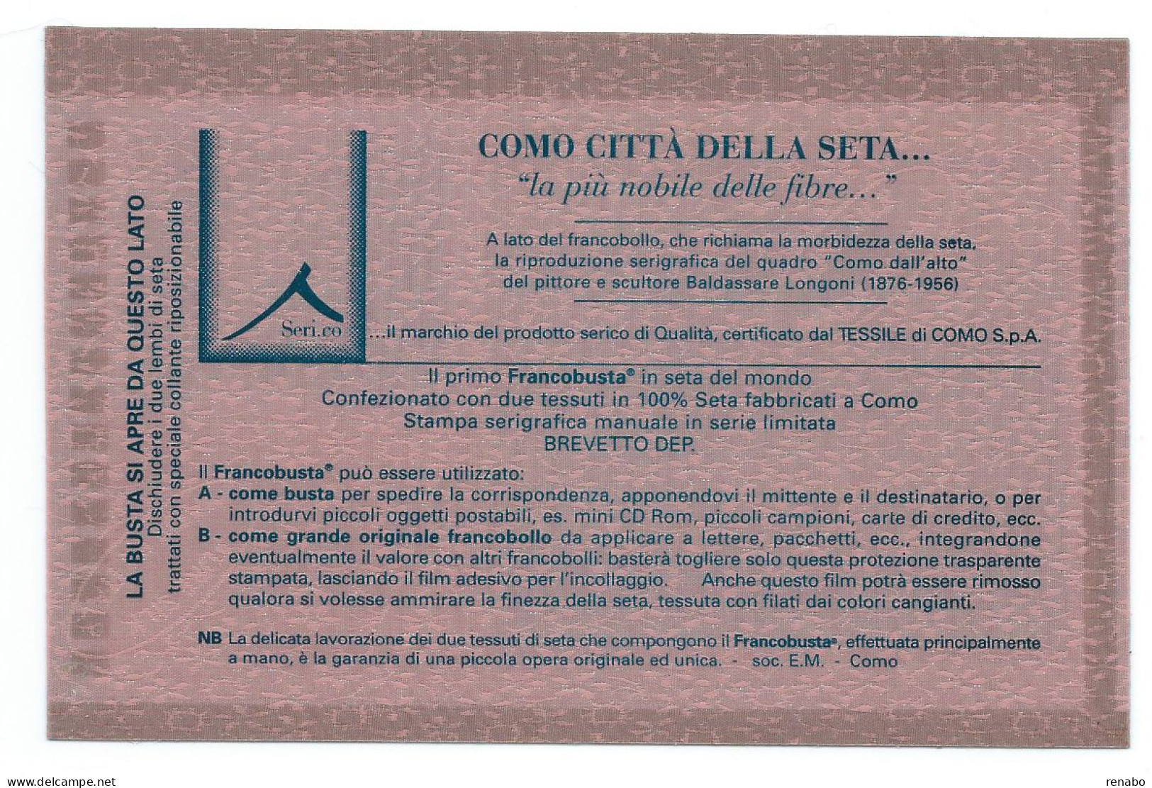 Italia 2001; Como Città Della Seta. Foglietto Nuovo. - Blokken & Velletjes