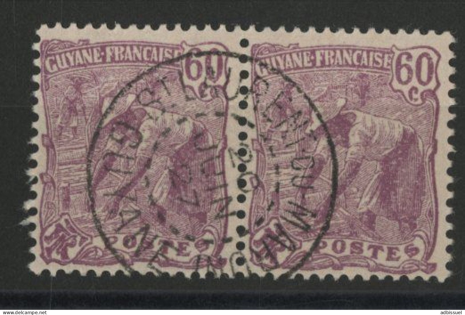 COLONIES GUYANE N° 84 PAIRE Oblitérée "SAINT LAURENT DU MARONI" 20/06/1927 TB - Used Stamps