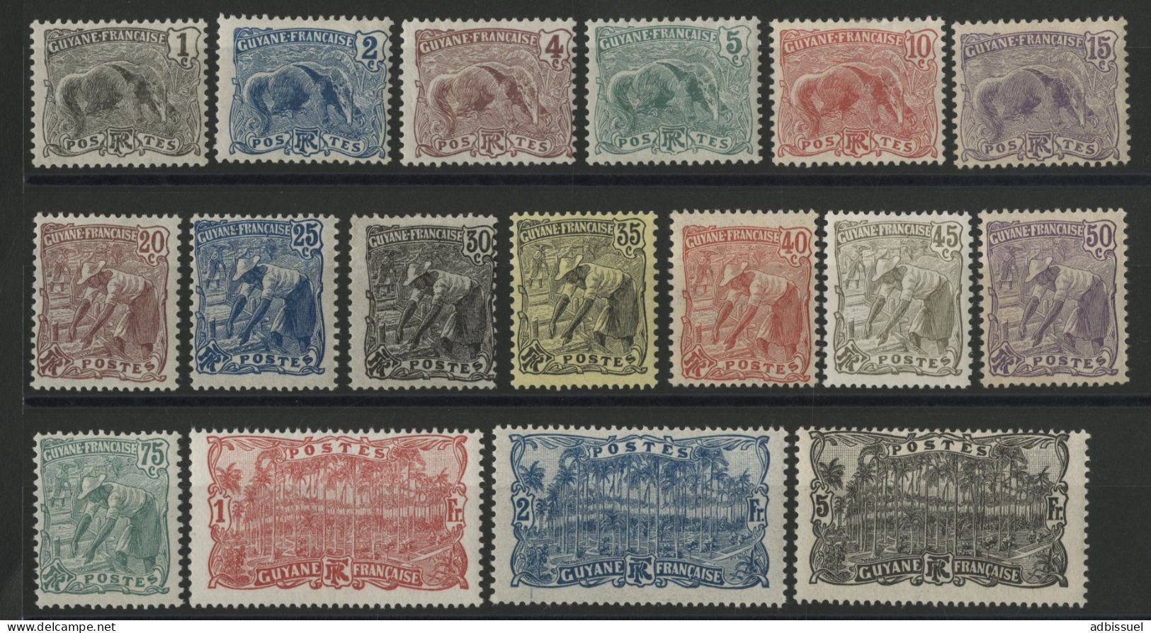 COLONIES GUYANE N° 49 à 65 Neufs * (MH) Cote 39 € TB - Unused Stamps