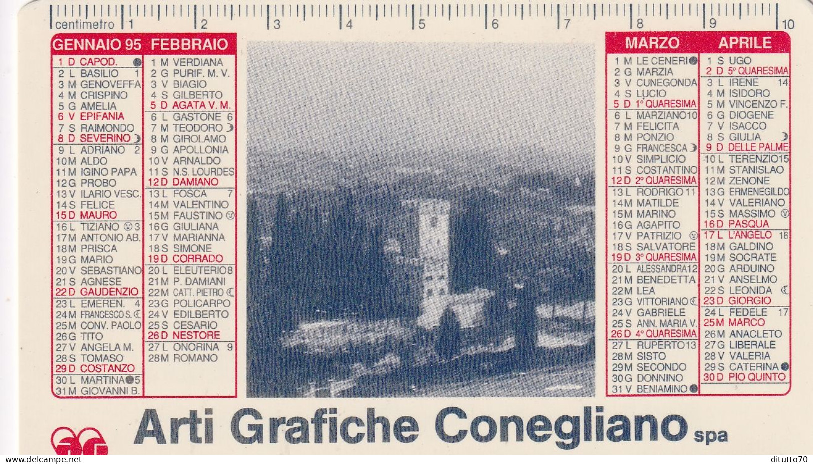 Calendarietto - Arti Grafiche Conegliano - Anno 1995 - Petit Format : 1991-00