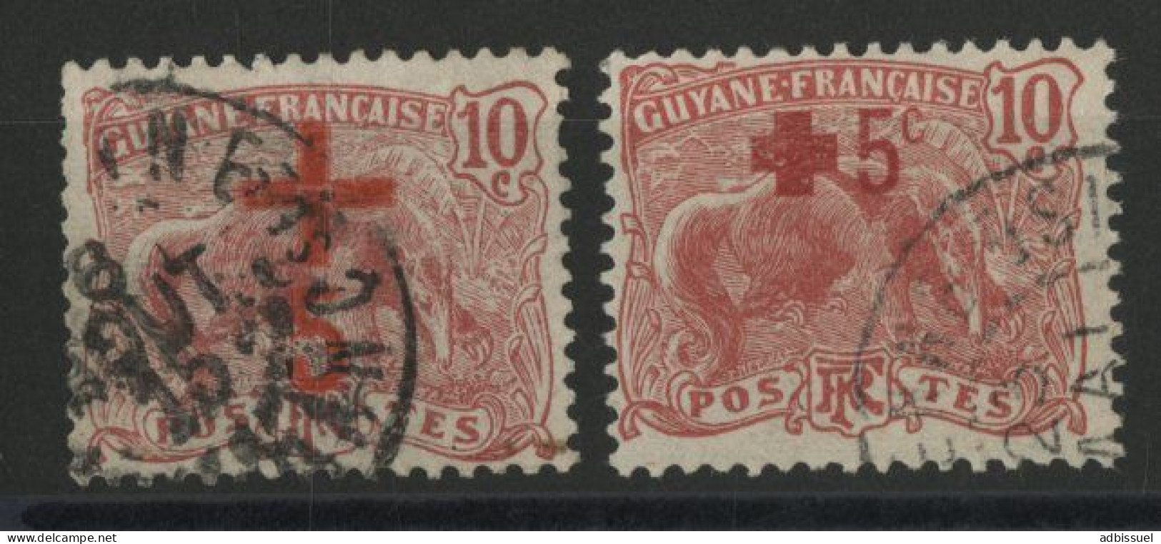 COLONIES GUYANE N° 73 + 74 Oblitérés Cote 44 € - Used Stamps