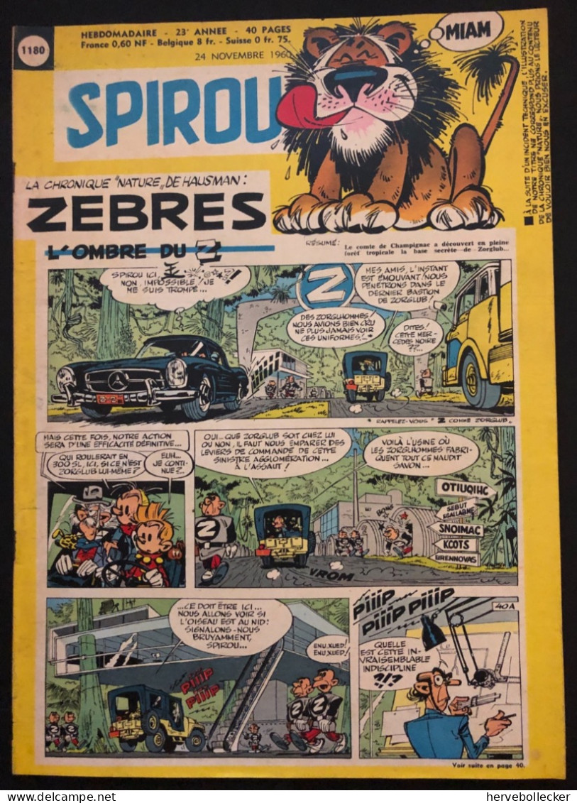 Spirou Hebdomadaire N° 1180 - 1960 - Spirou Magazine