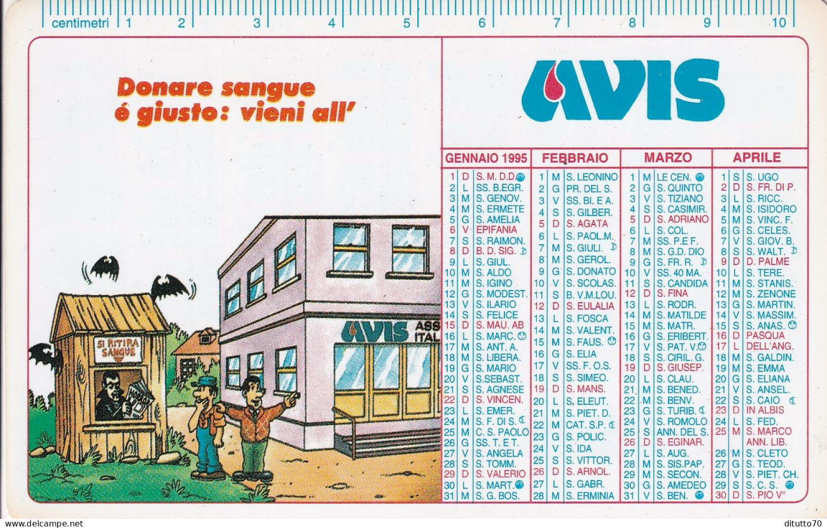 Calendarietto - AVIS - Consiglio Provinciale Di Parma - Anno 1995 - Petit Format : 1991-00