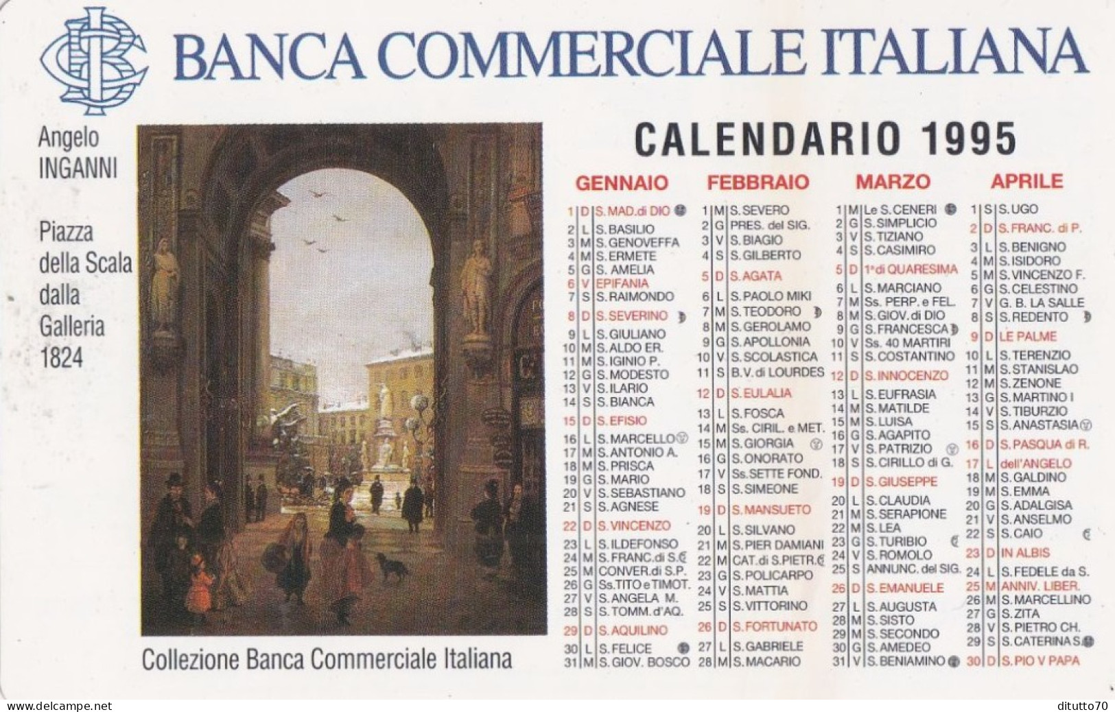 Calendarietto - Banca Commerciale Italiana - Anno 1995 - Petit Format : 1991-00