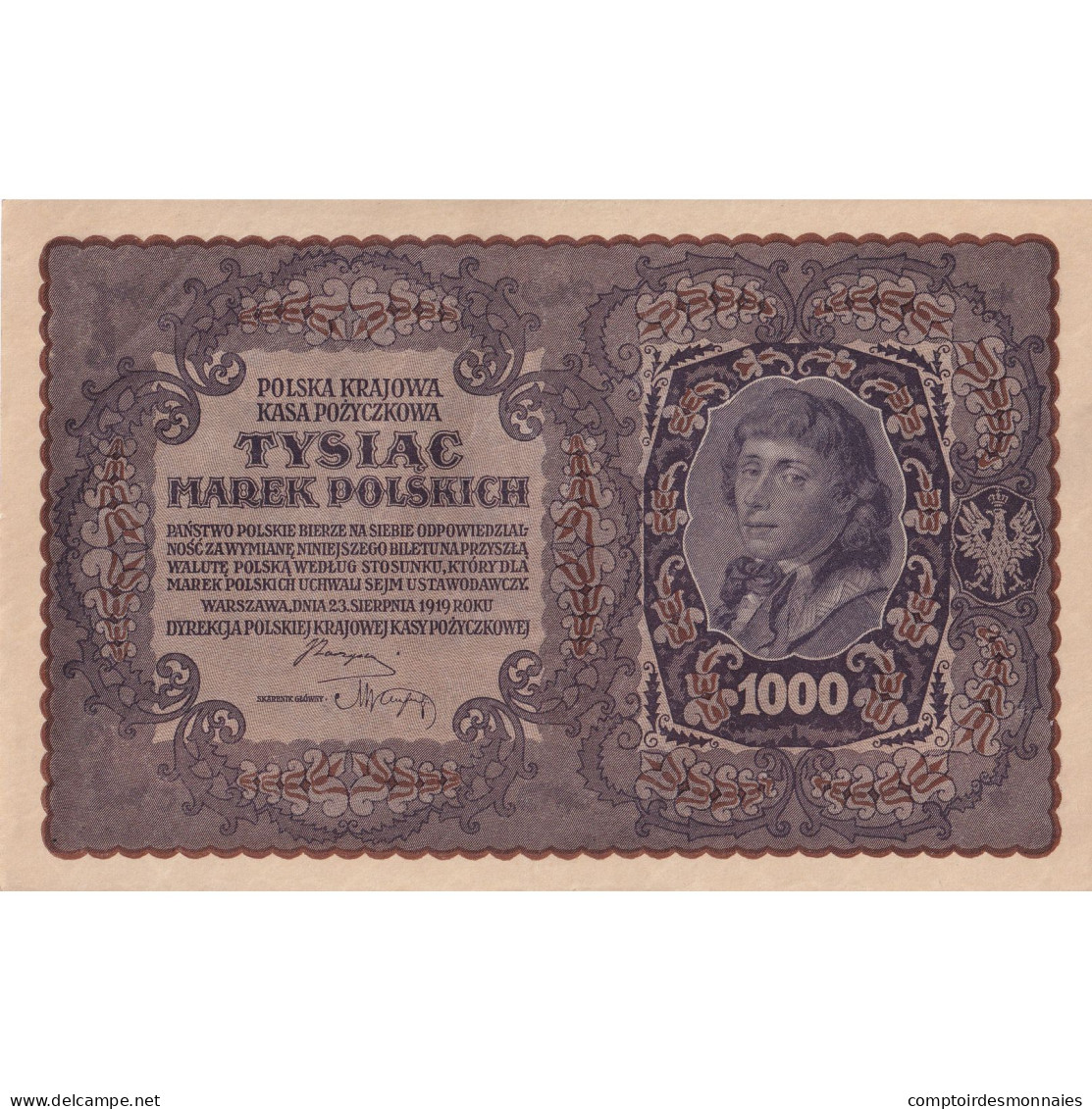 Billet, Pologne, 1000 Marek, 1919, 1919-08-23, KM:29, SUP - Poland