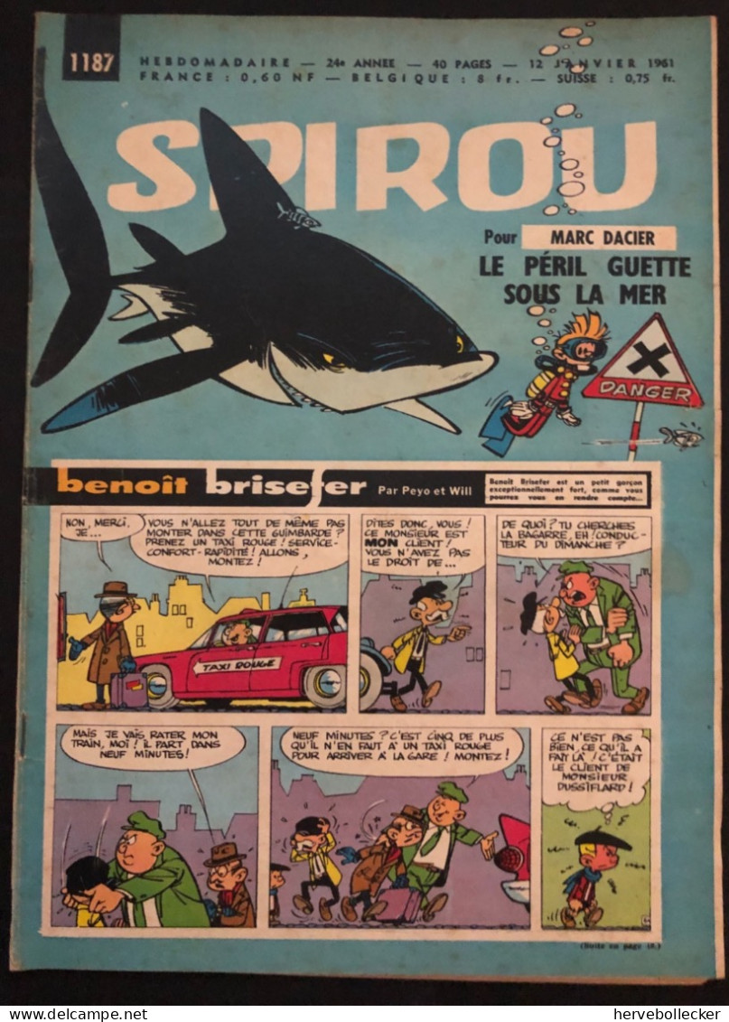 Spirou Hebdomadaire N° 1187 - 1961 - Spirou Magazine