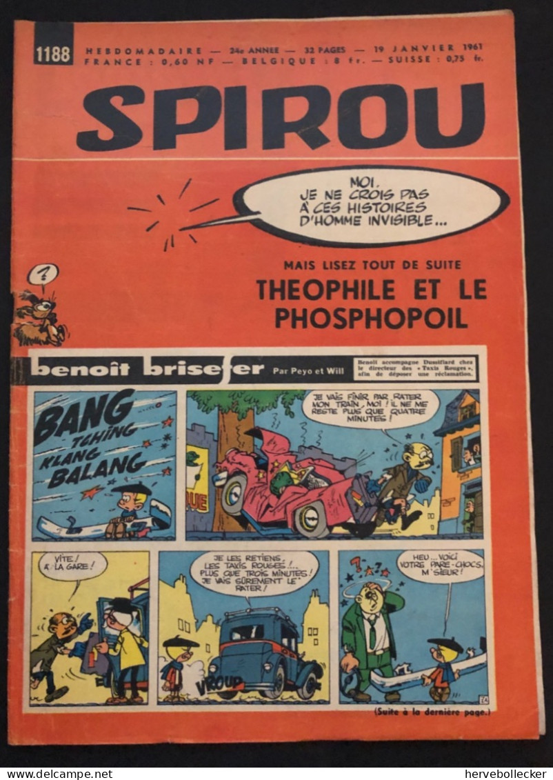 Spirou Hebdomadaire N° 1188 - 1961 - Spirou Magazine