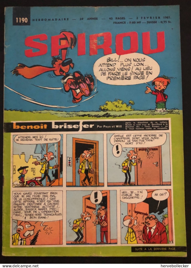 Spirou Hebdomadaire N° 1190 - 1961 - Spirou Magazine