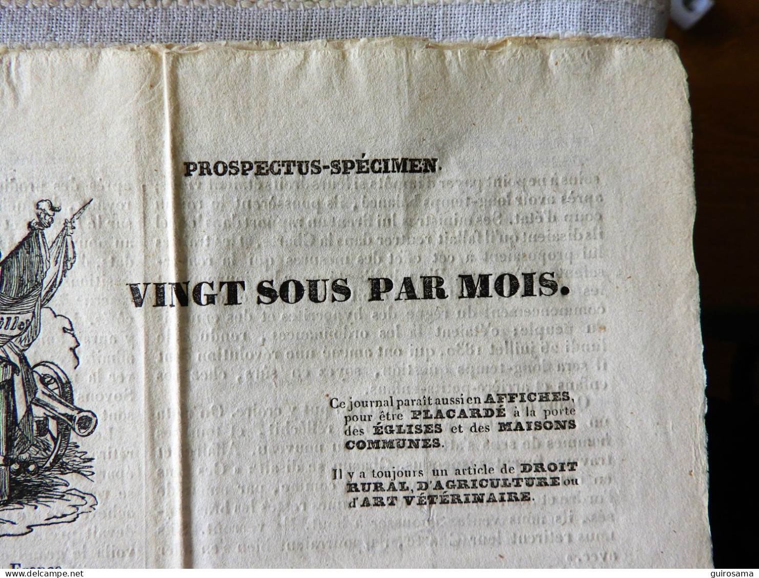 Prospectus De La Sentinelle Du Peuple - Alexandre Labot - Vers 1851 - Politik