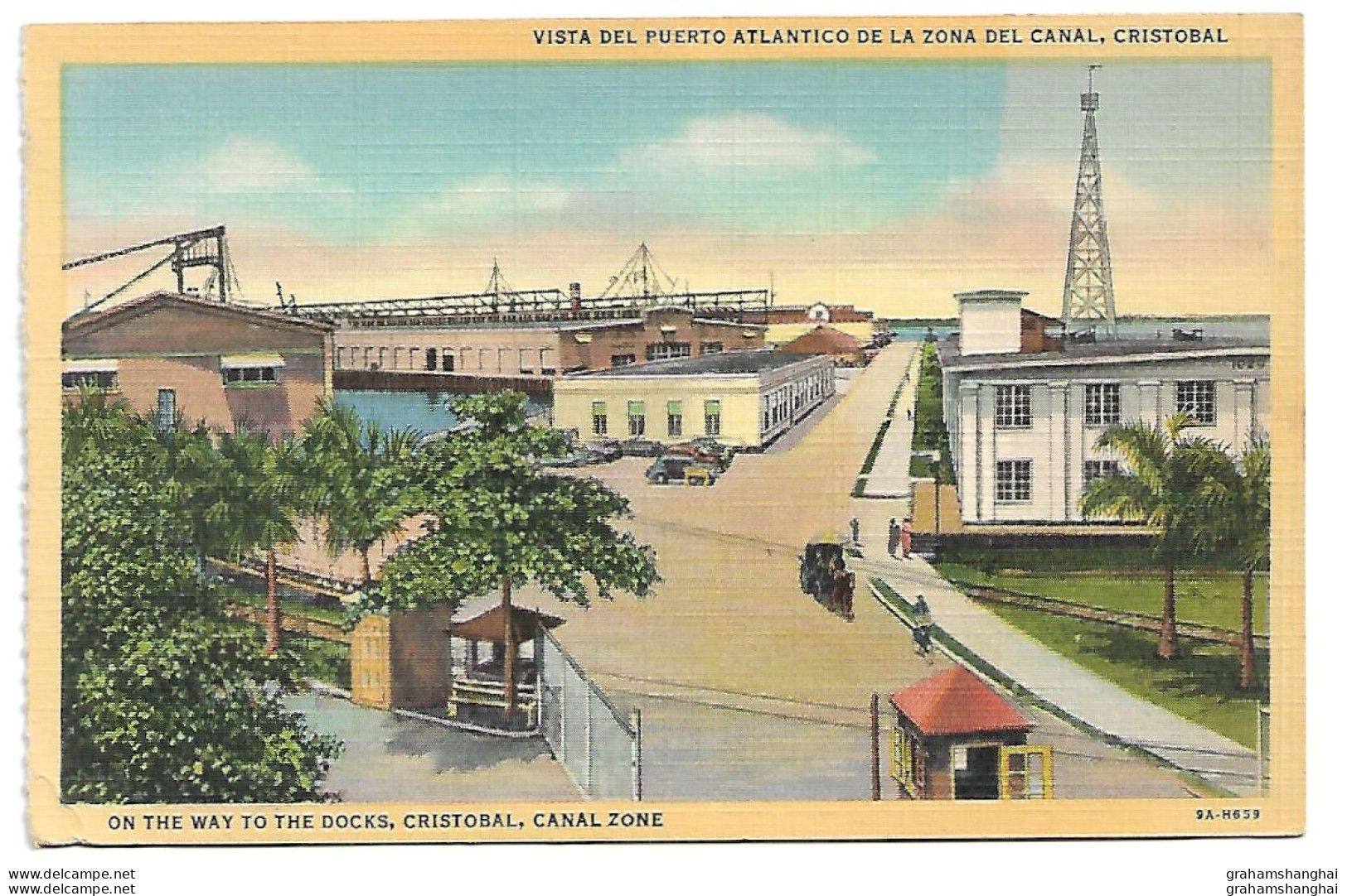 6 postcards lot Panama Canal & Canal Zone construction Miroflores & Pedro Miguel locks palace Christobal docks unposted