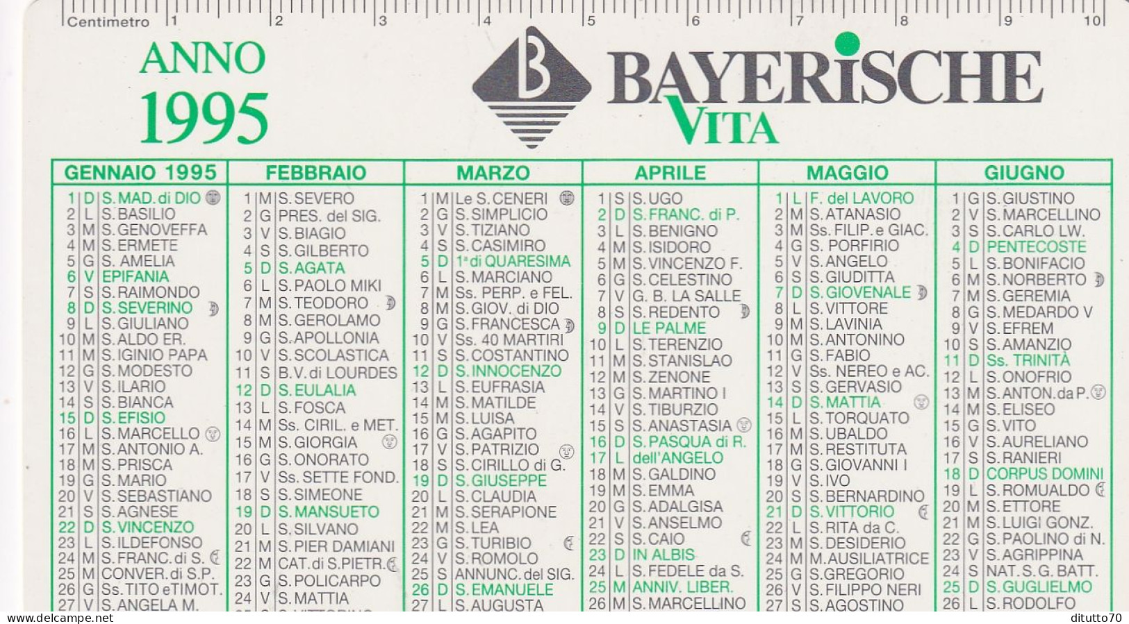 Calendarietto - Bayerische Vita - Anno 1995 - Petit Format : 1991-00
