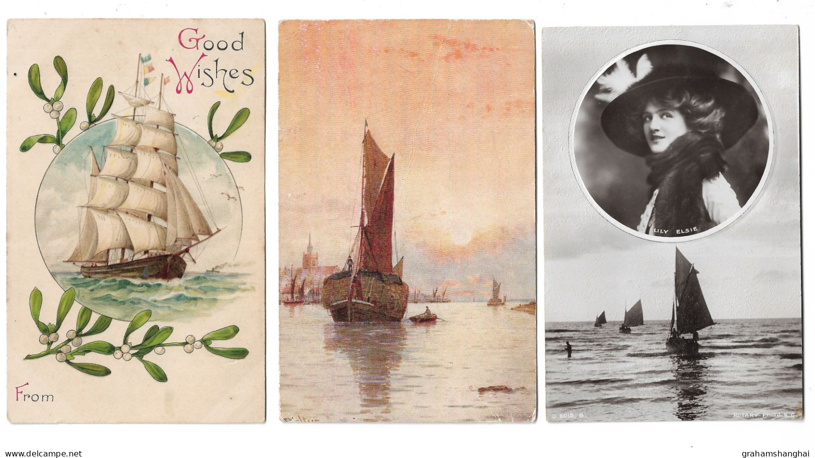 11 Postcards Lot Paintings & Illustrations Of Small Ships Boats Yachts Seascapes Most Posted - Sammlungen & Sammellose