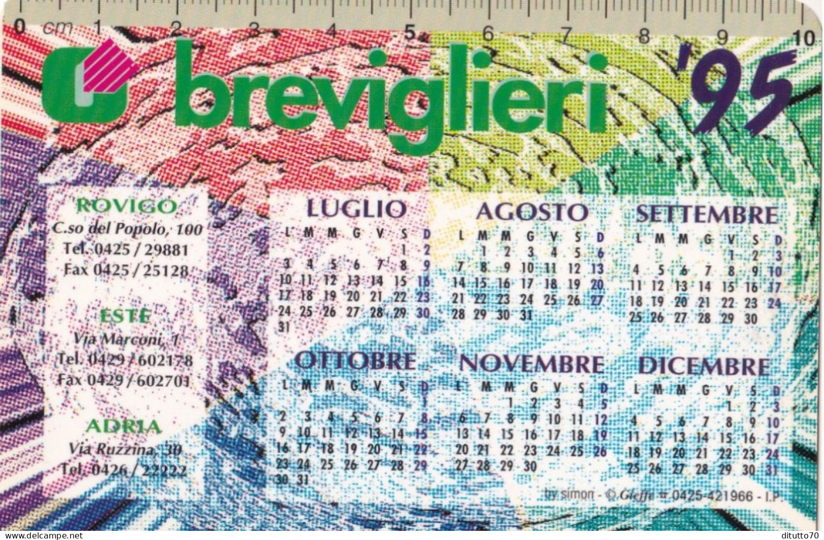 Calendarietto - Breviglieri - Rovigo - Anno 1995 - Petit Format : 1991-00