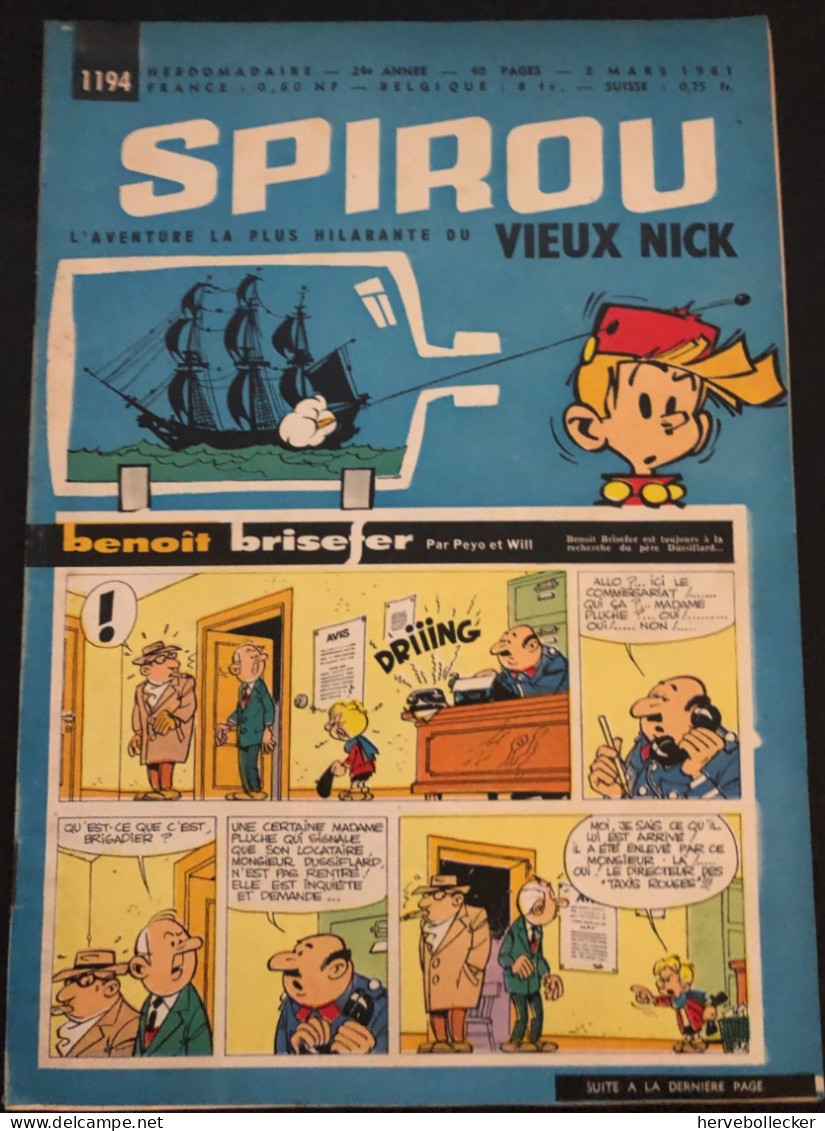 Spirou Hebdomadaire N° 1194 - 1961 - Spirou Magazine