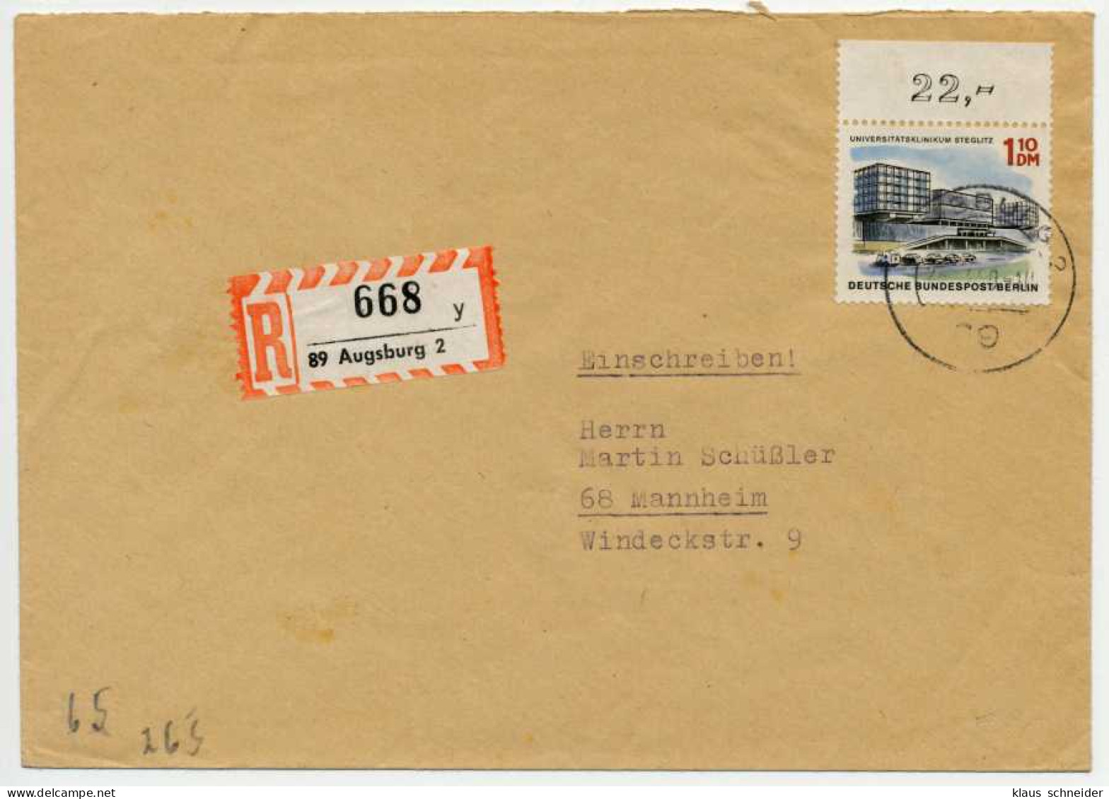 BERLIN 1965 Nr 265 BRIEF EF X5BC74A - Covers & Documents