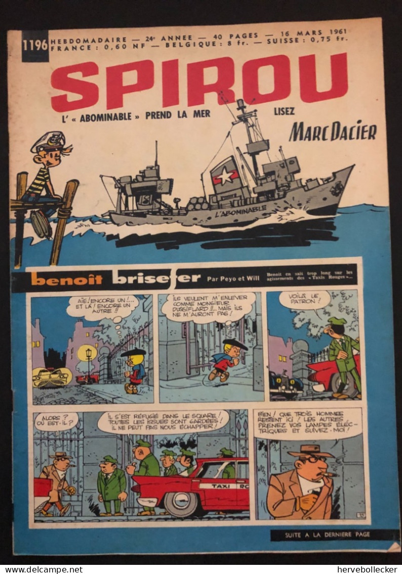 Spirou Hebdomadaire N° 1196 - 1961 - Spirou Magazine