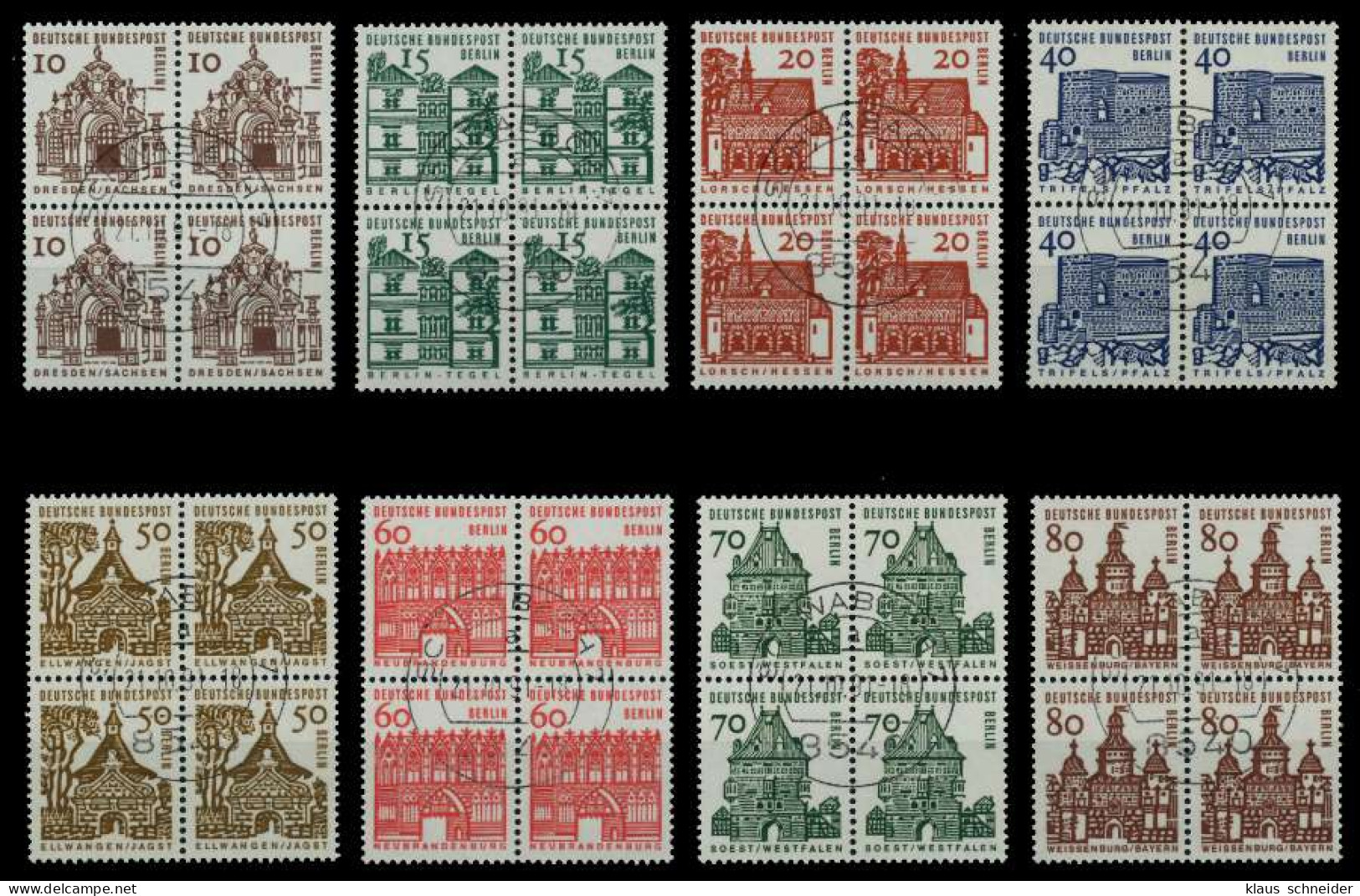 BERLIN DS D-BAUW. 1 Nr 242-249 Zentrisch Gestempelt VIERERBL X74B962 - Used Stamps