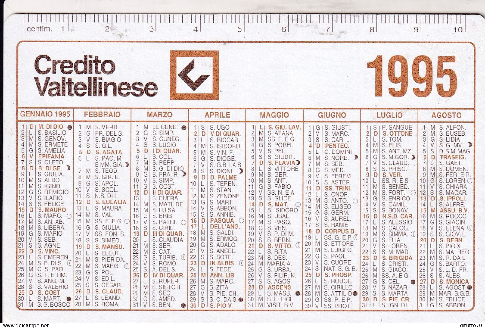 Calendarietto - Credito Valtellinese - Anno 1995 - Petit Format : 1991-00