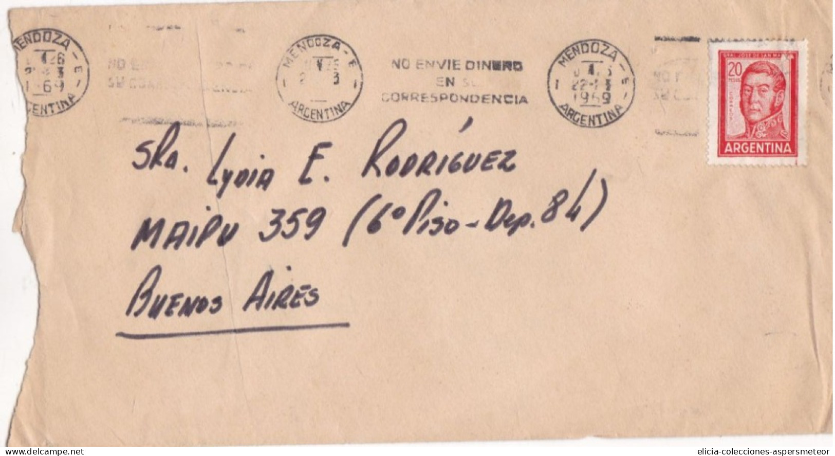 Argentina - 1969 - Letter - From Mendoza To Buenos Aires, Argentina - Caja 30 - Briefe U. Dokumente