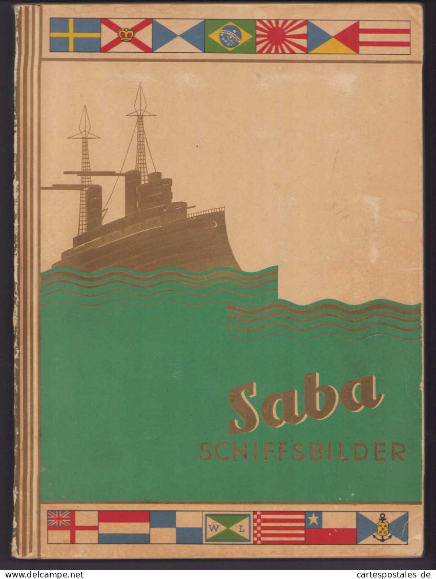 Sammelalbum 252 Bilder, Saba Schiffsbilder, Kriegsschiffe, Handelsschiffe, Blücher, Niobe, Königsberg, U-Boot  - Sammelbilderalben & Katalogue