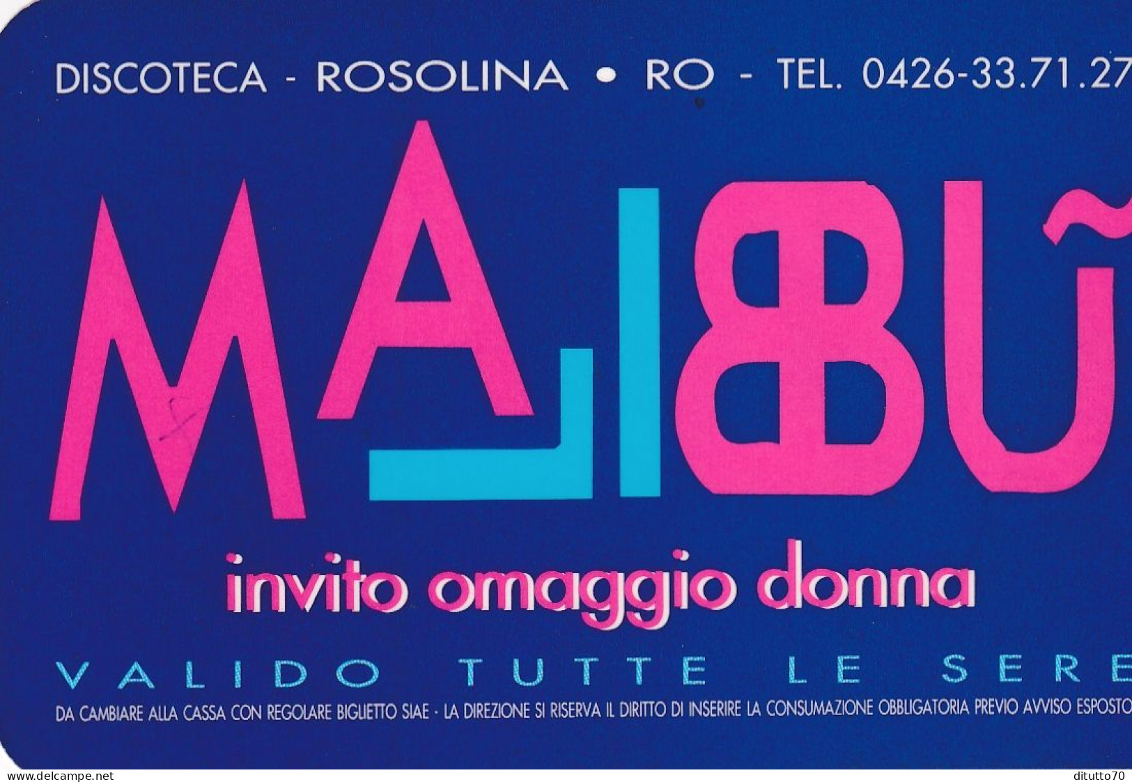 Calendarietto - Discoteca - Malibu - Rovigo - Anno 1995 - Small : 1991-00