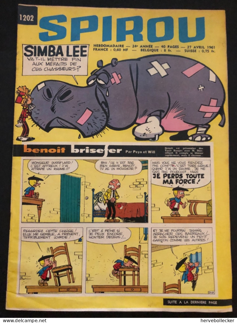 Spirou Hebdomadaire N° 1202 - 1961 - Spirou Magazine