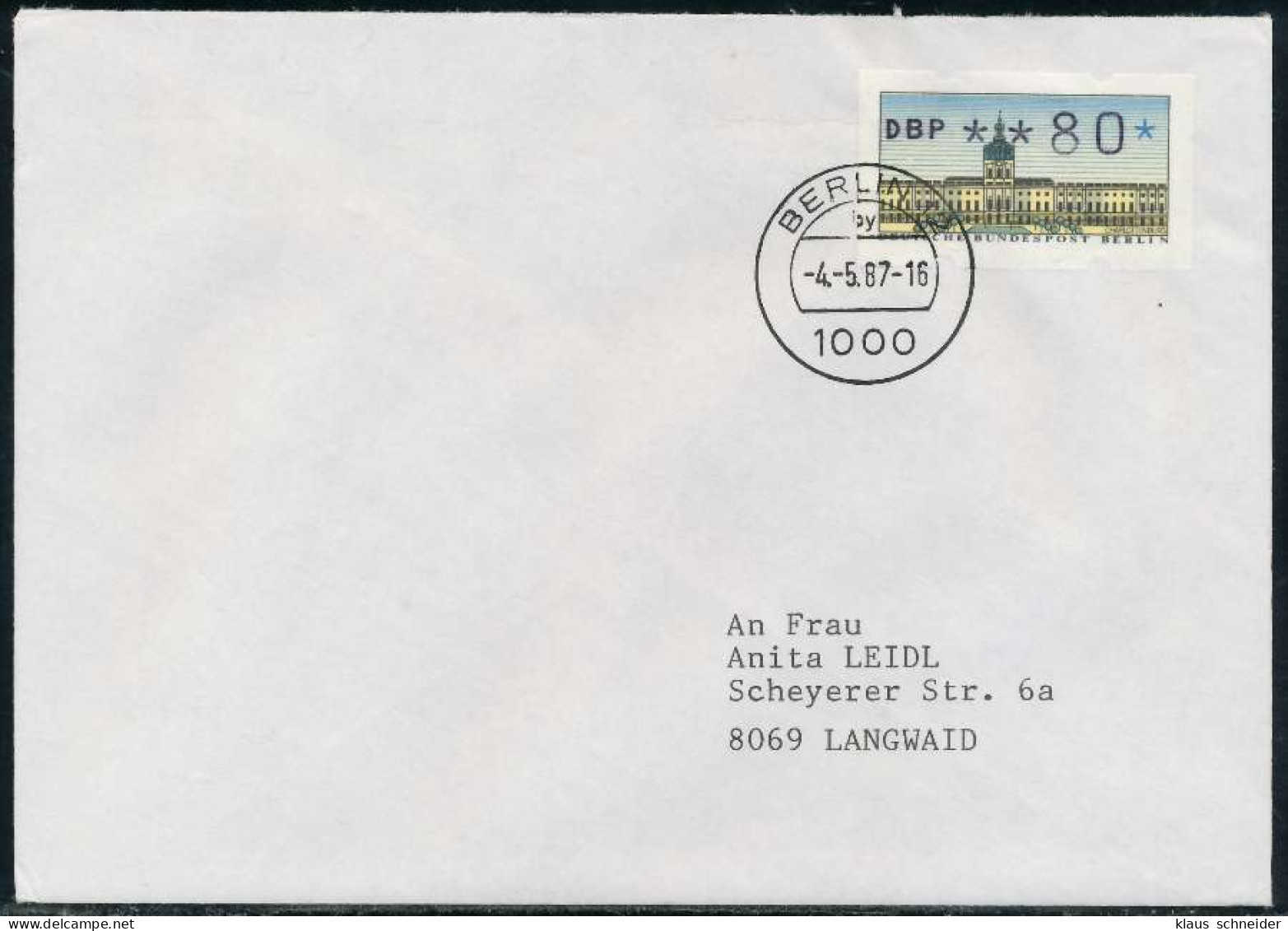 BERLIN ATM 1-080 NORMAL-BRIEF EF FDC X7E46E2 - Cartas & Documentos