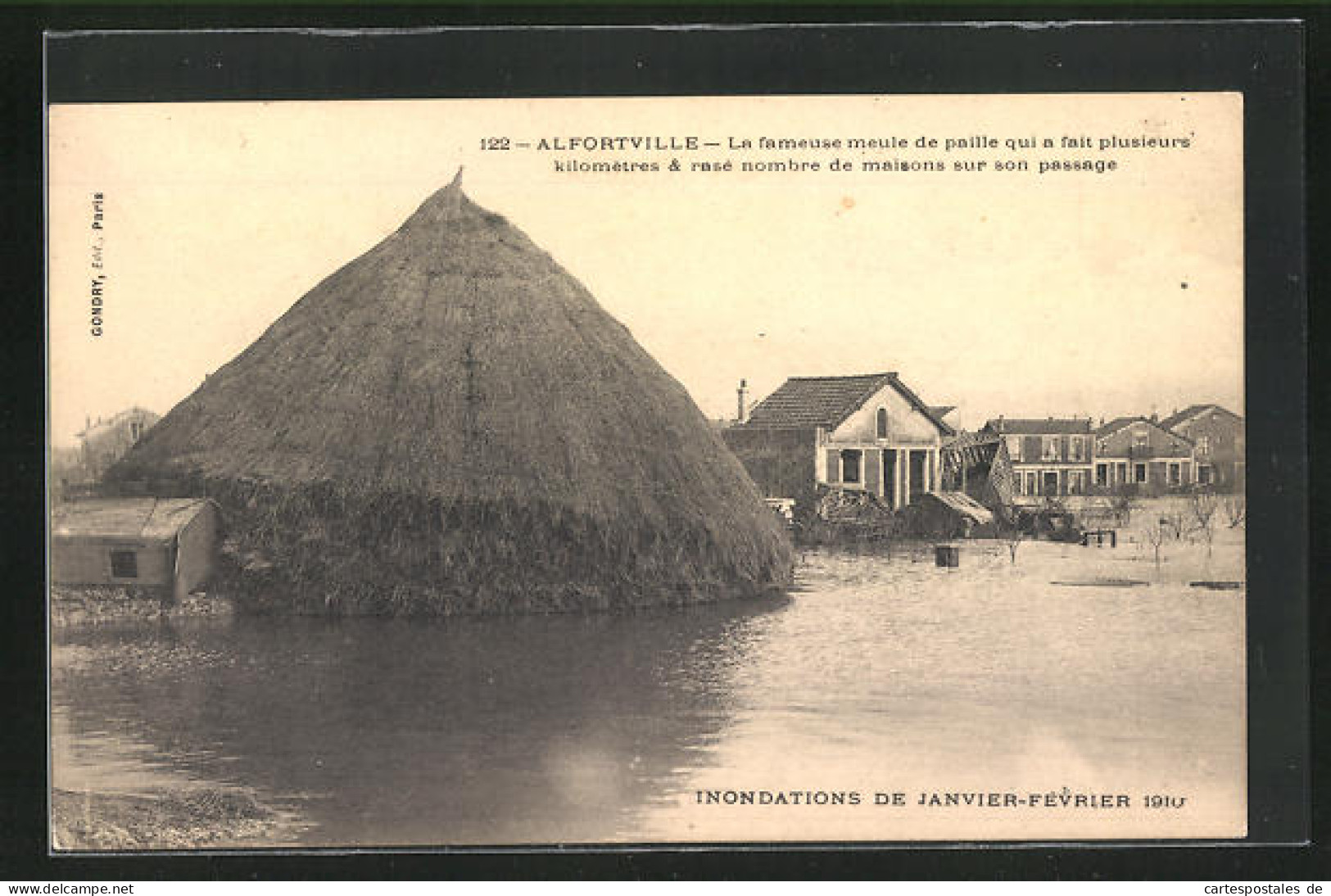 AK Inondations De Janvier-Fevrier 1910, Alfortville - La Fameuse Meule De Paille A Fait Plusieurs Kilomètres, Hochwas  - Floods