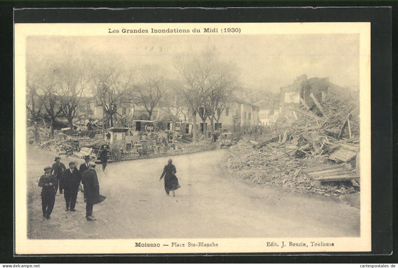 AK Inondations Du Midi 1930, Moissac - Place Ste-Blanche, Hochwasser  - Überschwemmungen