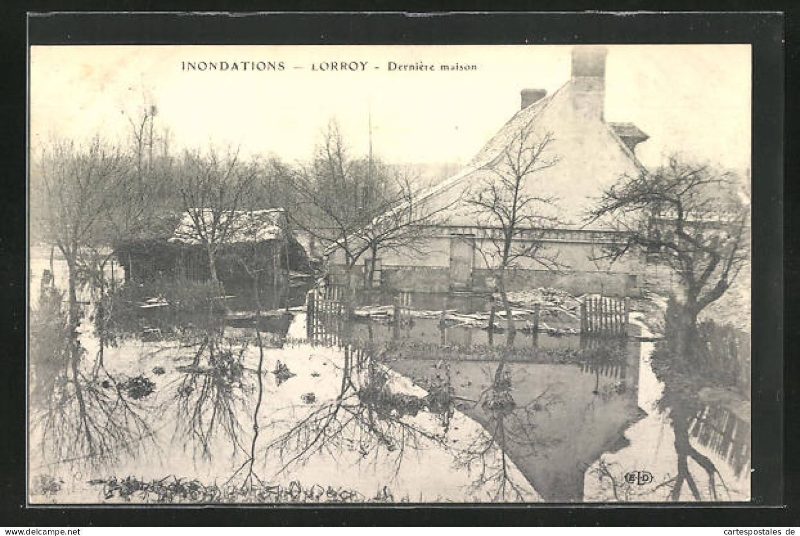 AK Inondations, Lorroy - Dernière Maison, Hochwasser  - Überschwemmungen