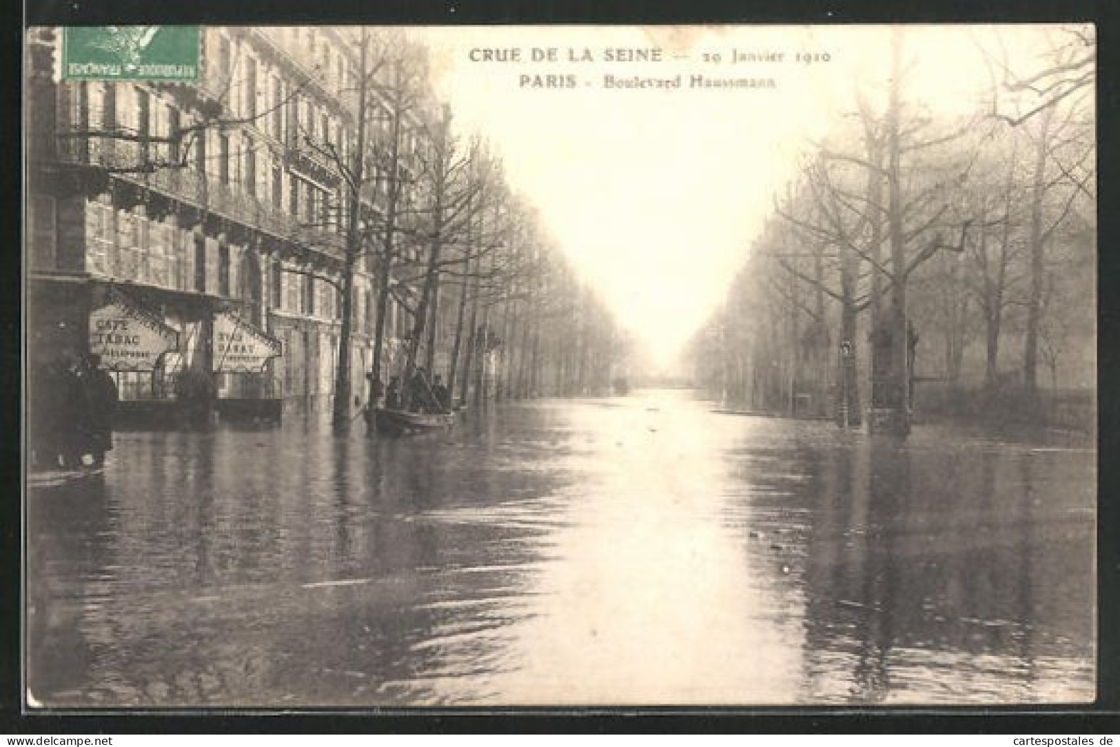 AK Crue De La Seine (29 Janvier 1910) - Paris -Boulevard Haussmann, Hochwasser  - Floods