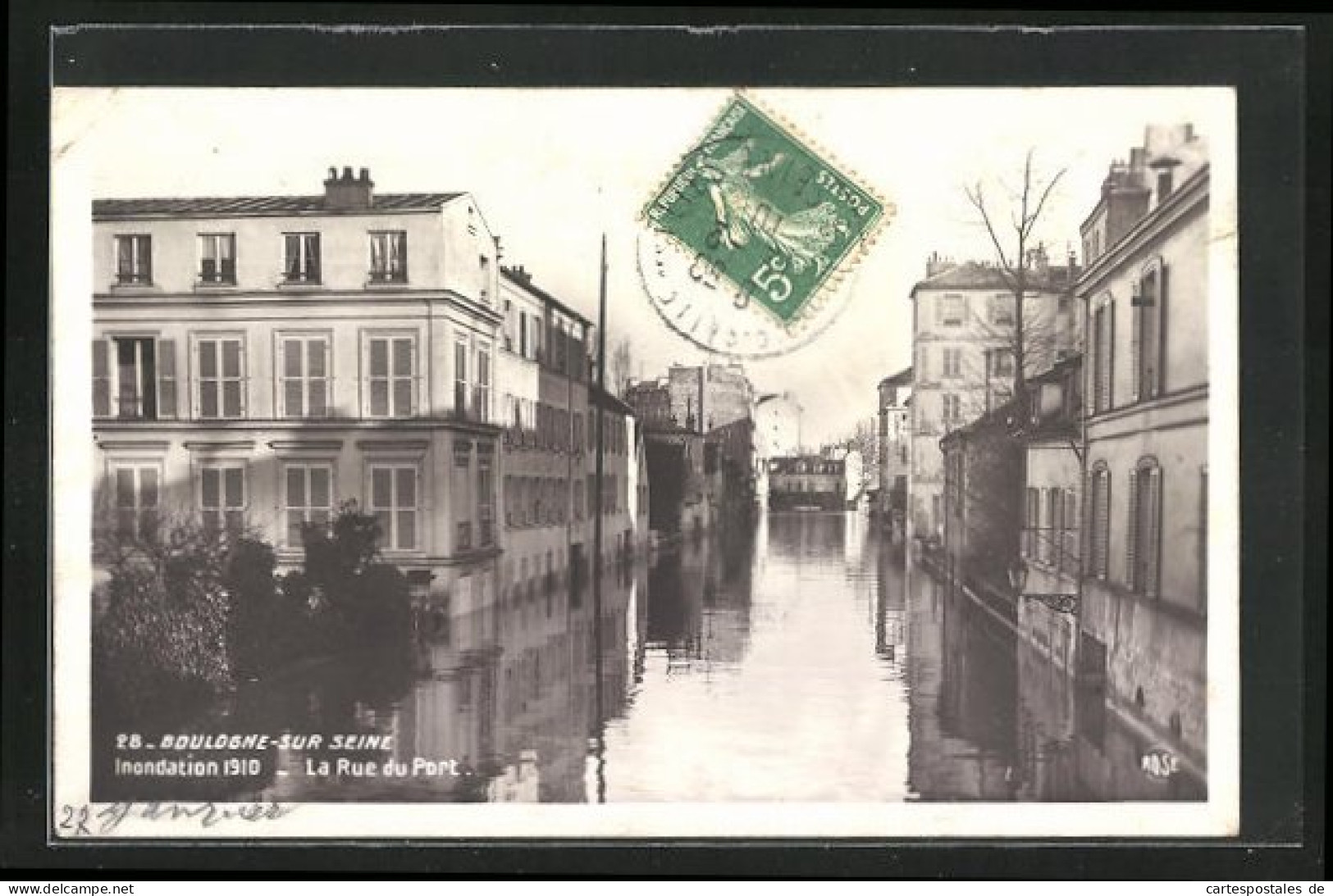 AK Inondation 1610, Boulogne-sur-Seine, La Rue Du Port, Hochwasser  - Inondations