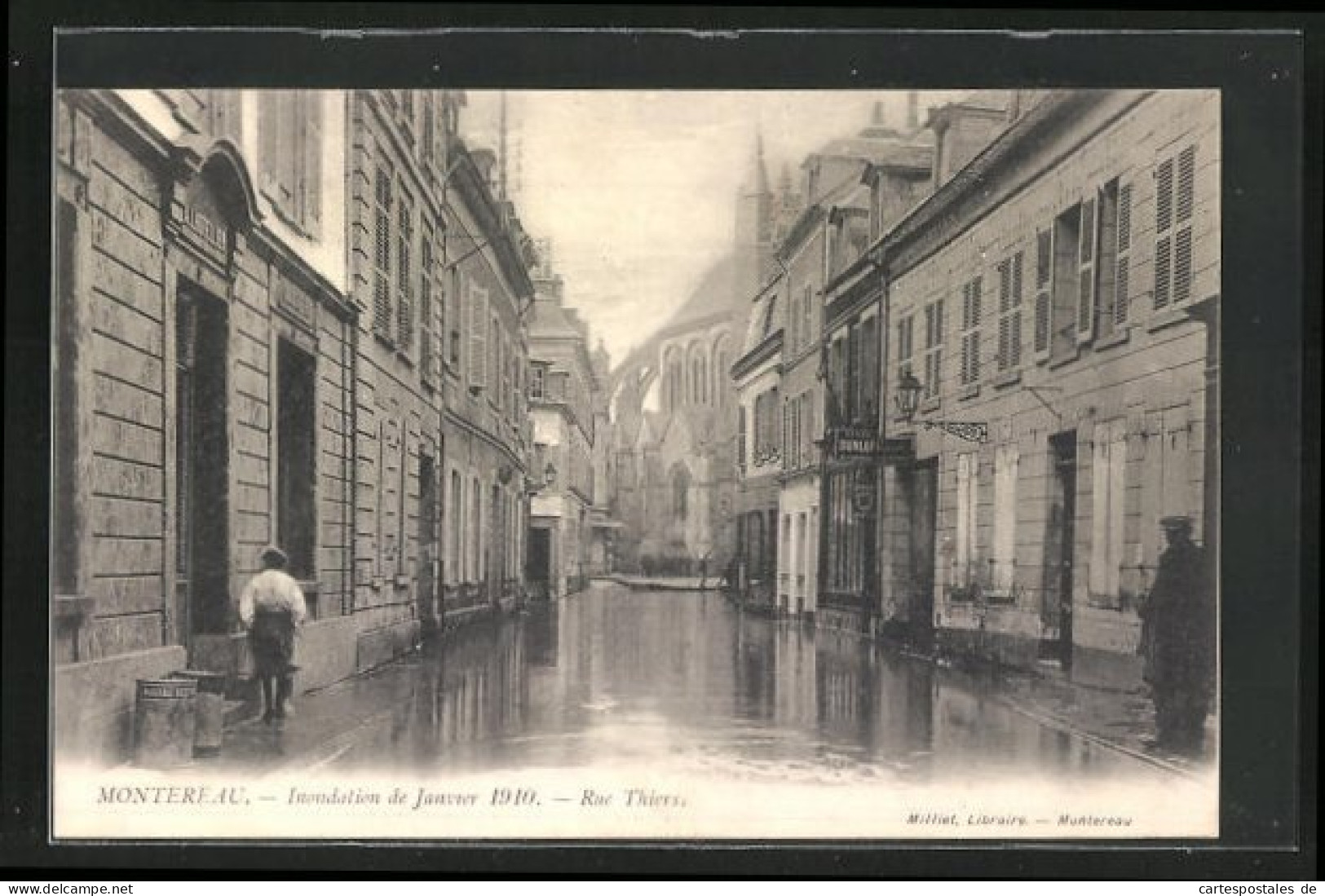 AK Inondation De Janvier 1910, Montereau - Rue Thiers, Hochwasser  - Überschwemmungen