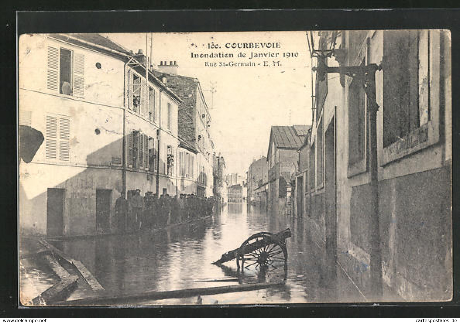 AK Inondation De Janvier 1910, Courbevoie - Rue St-Germain, Hochwasser  - Inondations