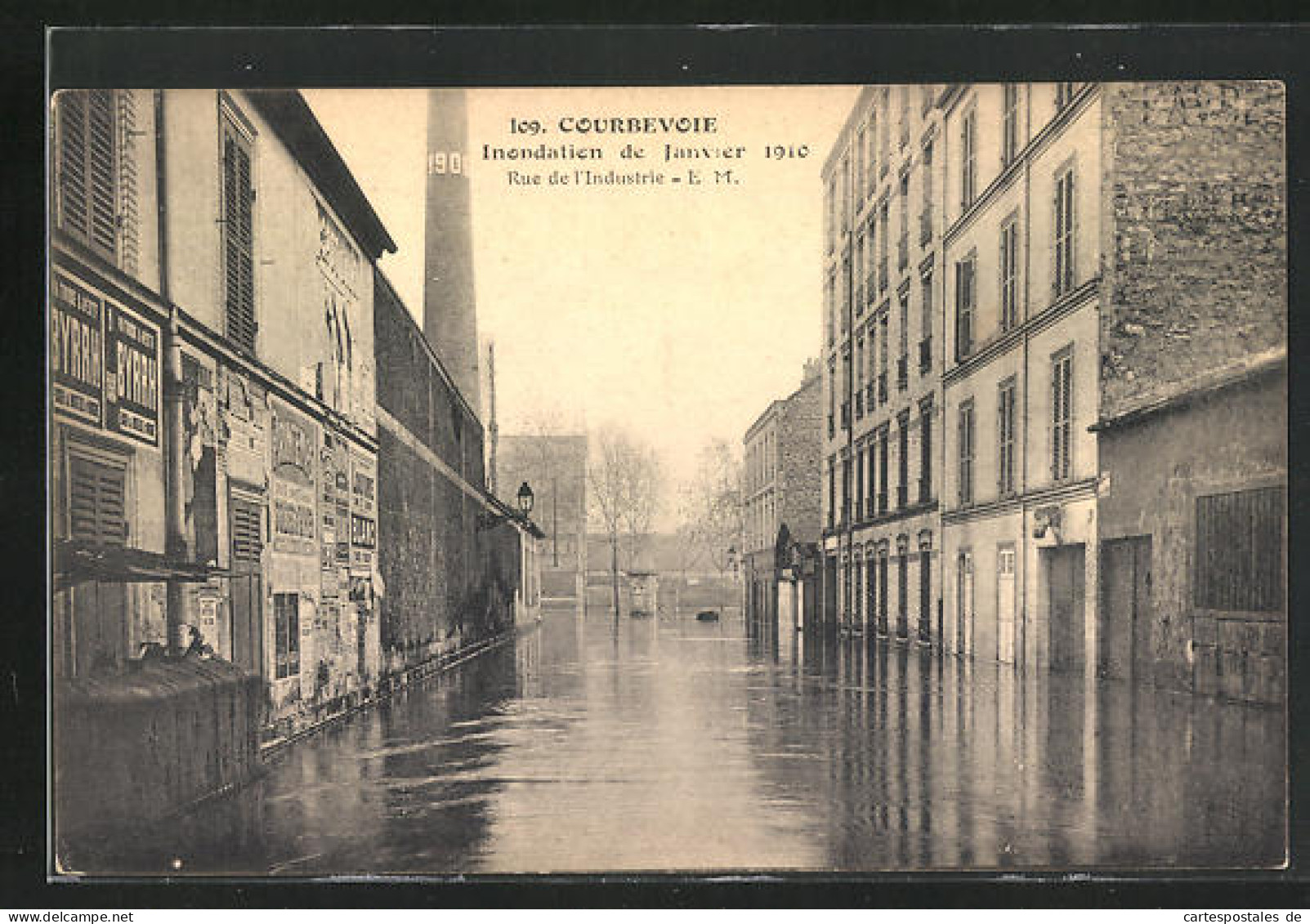 AK Inondation De Janvier 1910, Courbevoie - Rue De L`Industrie, Hochwasser  - Überschwemmungen
