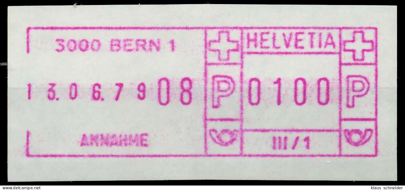 SCHWEIZ SCHALTERFREISTEMPEL Nr SFS1979 BERN Postfrisch X7E651E - Automatenmarken