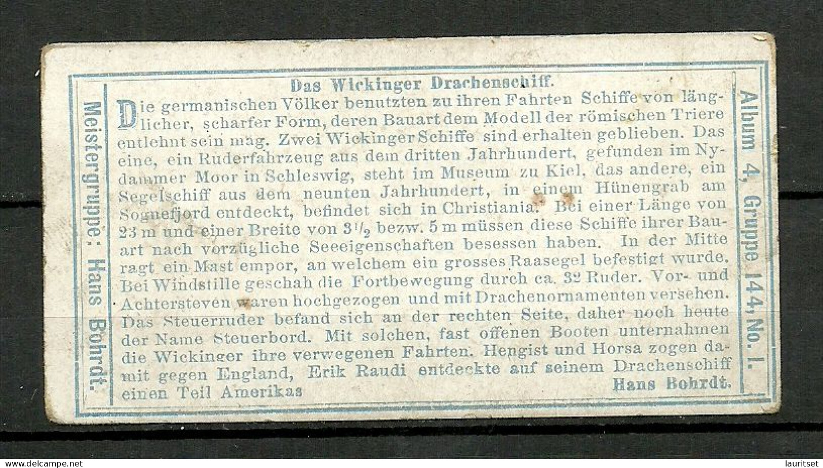 1900 Stollwerck Sammel-Album No 4 Gruppe 144 No. 1 Flotte Shiffe Das Wikinger Drachenschiff Wiking Ship - Stollwerck
