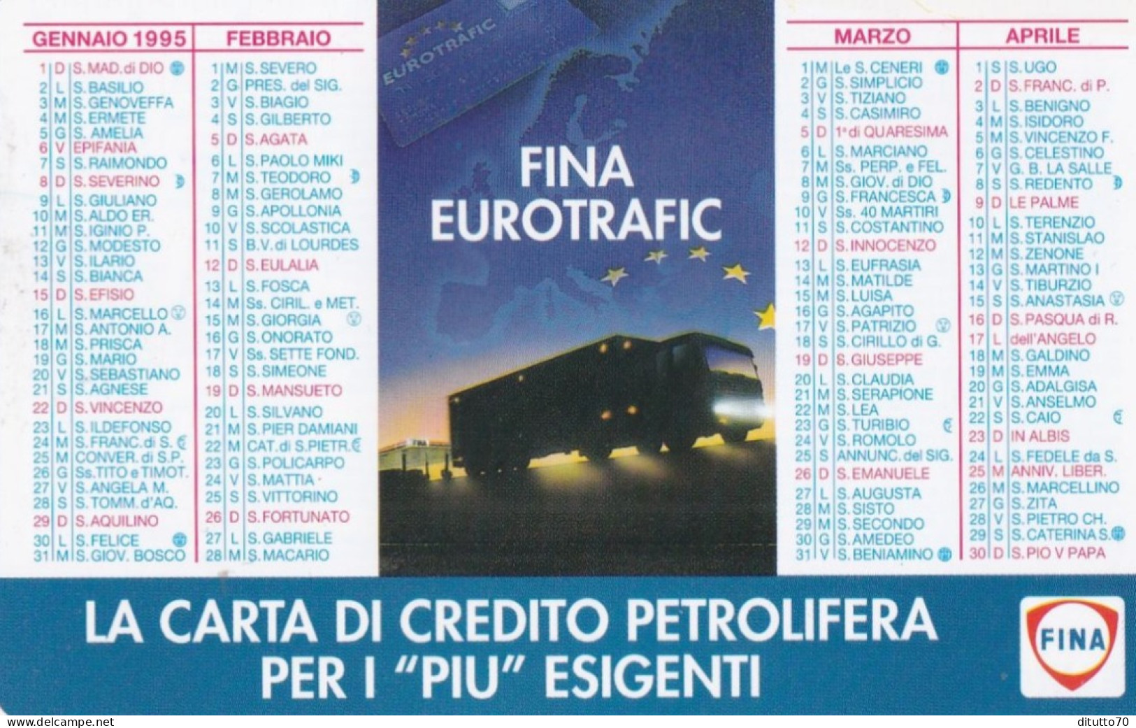 Calendarietto - FINA - Eurotrafic - Anno 1995 - Small : 1991-00