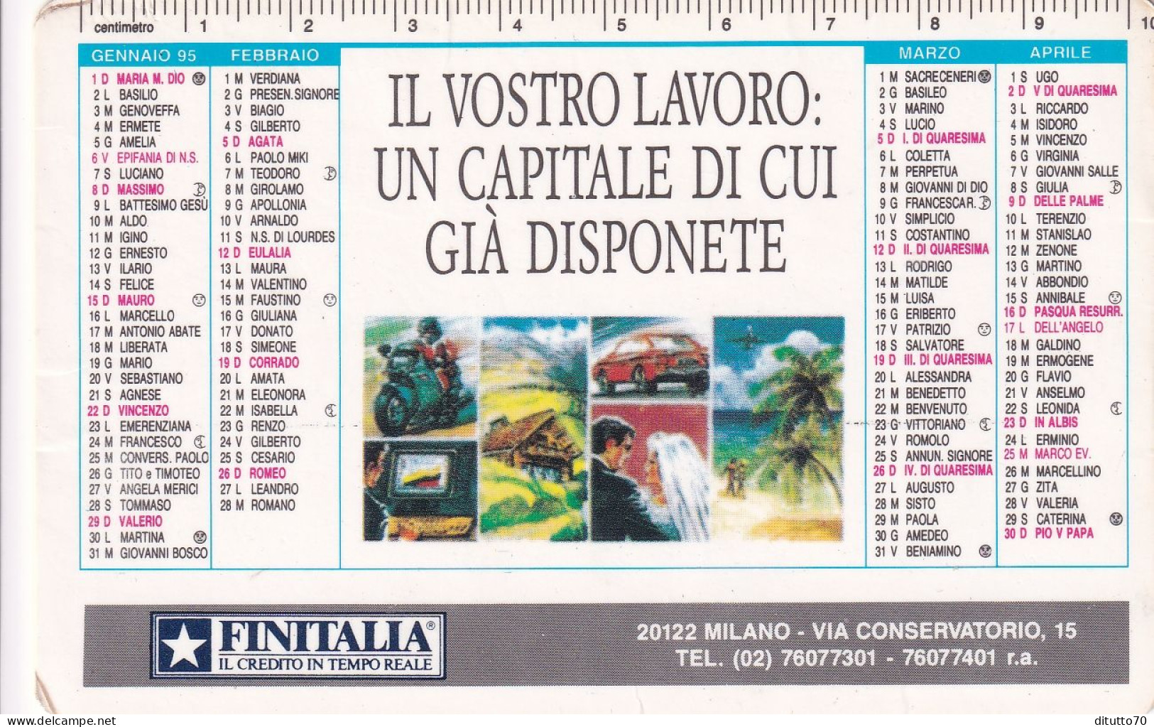 Calendarietto - Finitalia - Milano - Anno 1995 - Small : 1991-00