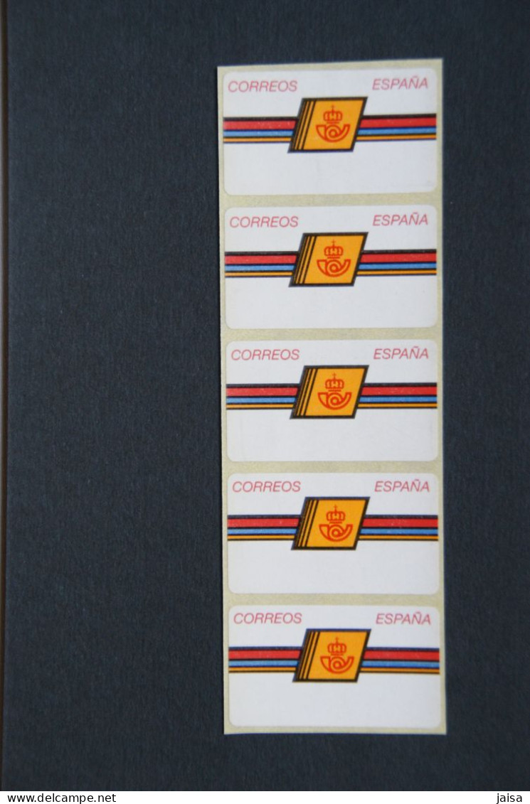 ESPAÑA.AÑO 1992./Logotipo De Correos.Tira De 5 Etiquetas Postales Nuevas Y Limpias. - Machine Labels [ATM]