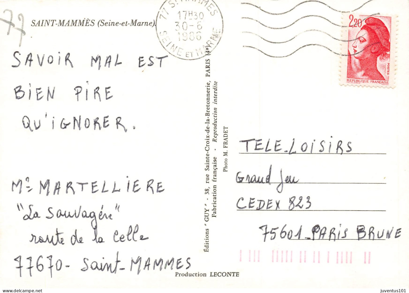 CPSM Saint Mammès-Batellerie-RARE-Timbre    L2841 - Saint Mammes